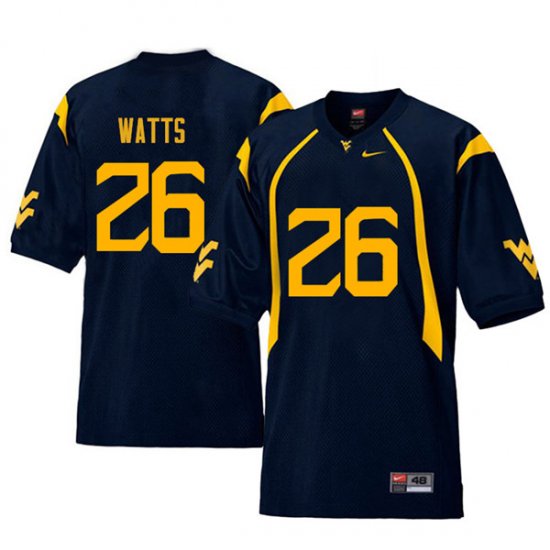 Men's West Virginia Mountaineers NCAA #26 Connor Watts Navy Authentic Nike Retro Stitched College Football Jersey XR15F25NA